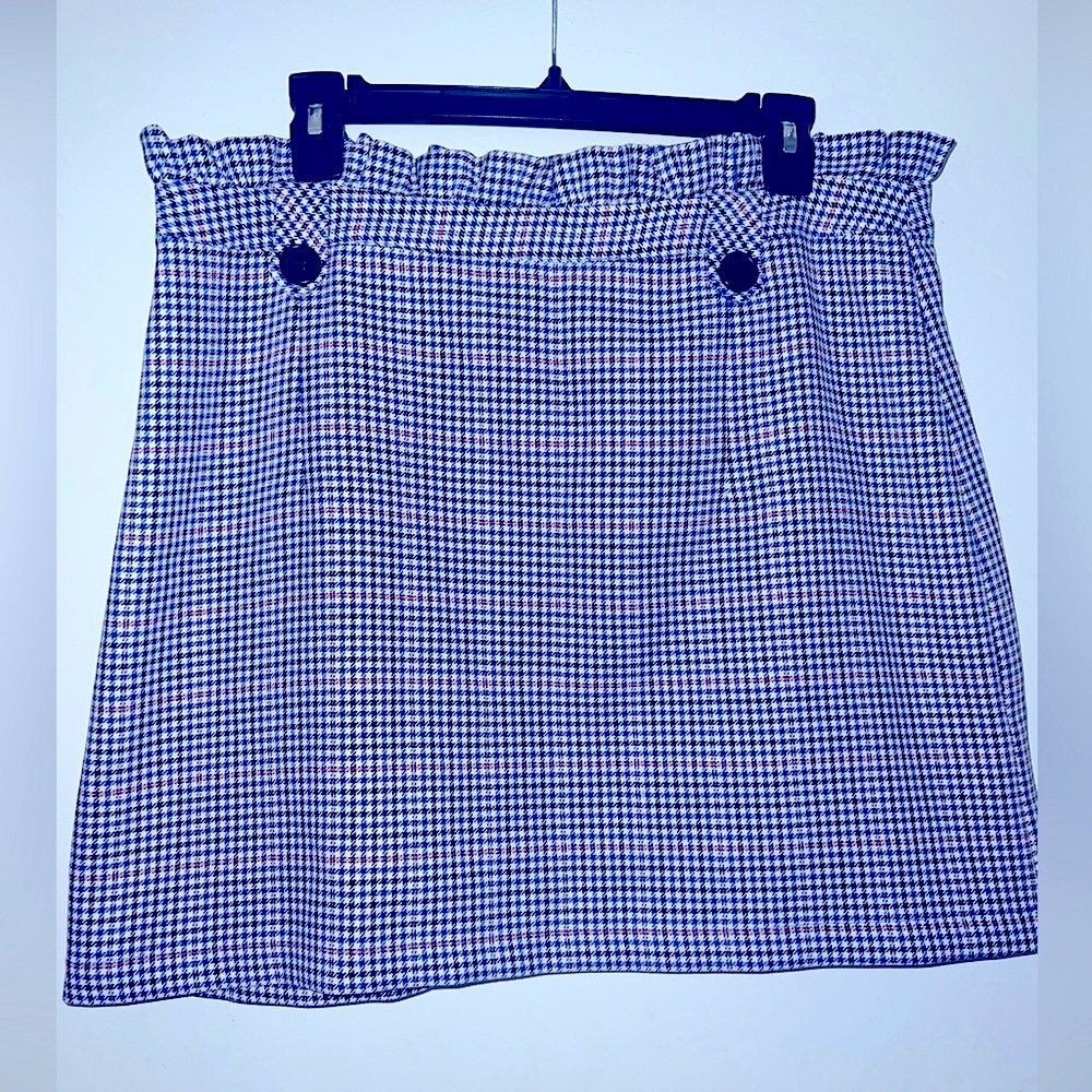 Topshop Pop Check Frill Waist
Miniskirt -WHITE MULTI